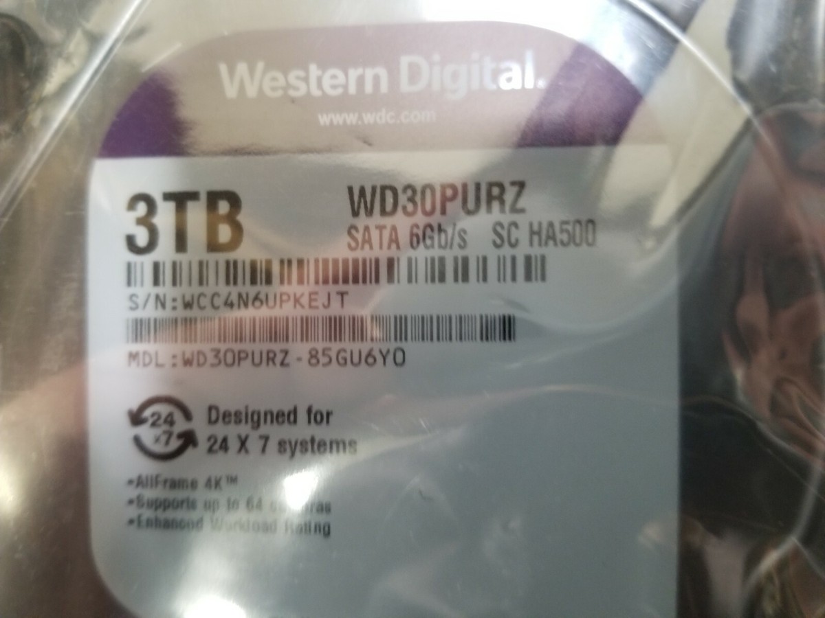 Western Digital WD30PURZ Purple Surveillance 3TB SATA 6Gbps 64MB 
