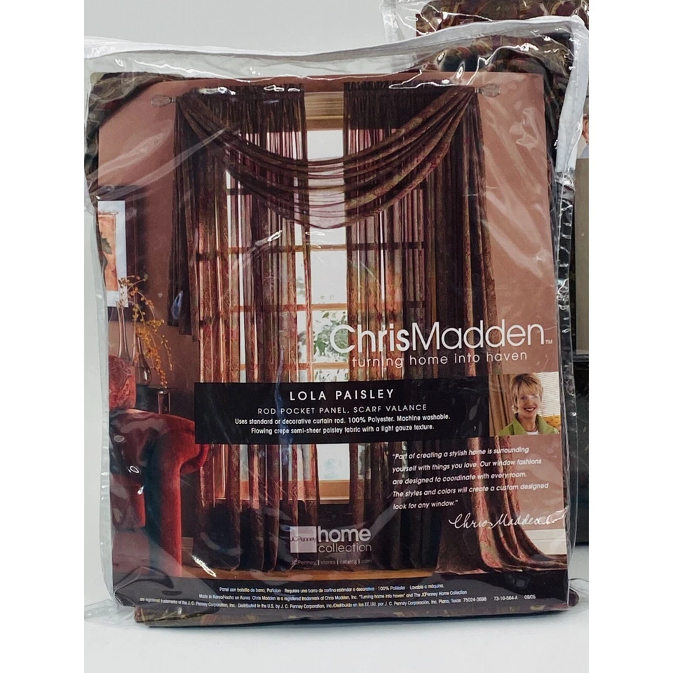 Chris Madden Lola Paisley род карман панели занавески 42 «x 84» новый 2 панели - Изображение 4 из 4