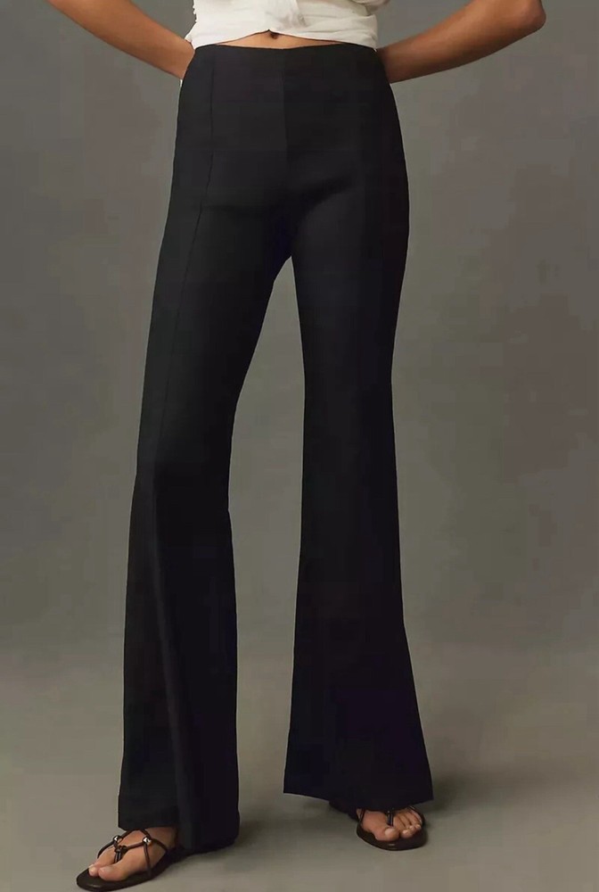 By Anthropologie 22W Linen Flare Pants Black NWT size 22W