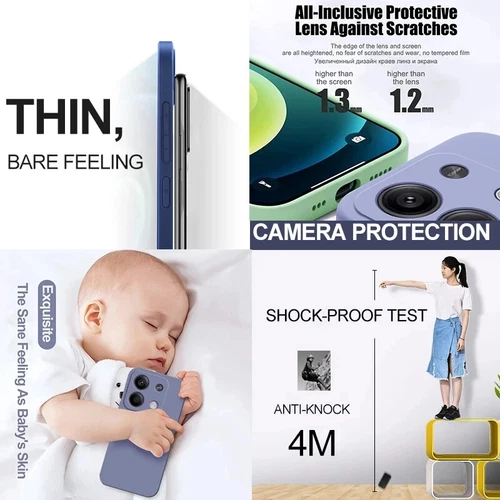 Square Liquid Silicone Shockproof Case For Xiaomi Redmi Note 14 13 12 11 Pro 5G - Picture 6 of 19