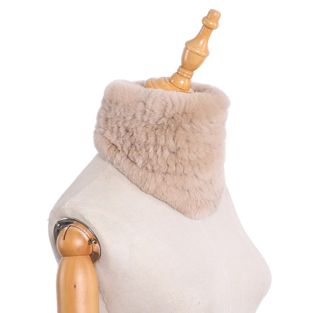 Fashion Winter Real Rex Rabbit Fur Snood Cowl Ring Triangle Scarf Women Scarves