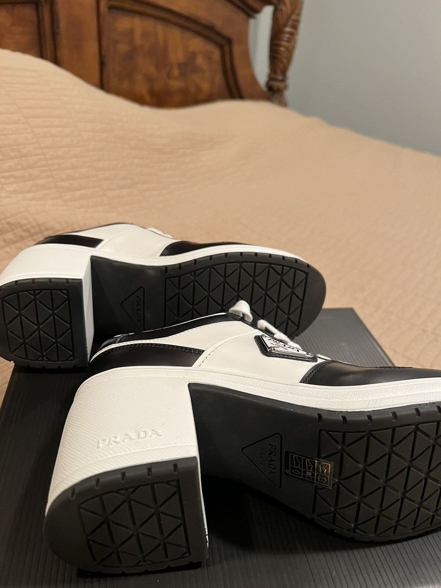 PRADA＊Downtown high-heeled leather sneakers＊送料込 DOWNTOWN LEATHER HIGH HEEL SNEAKERS - Helga Design