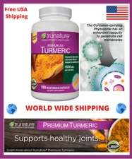Trunature Premium Turmeric 1,000 mg,180  Vegetarian Capsules World Wide Shipping
