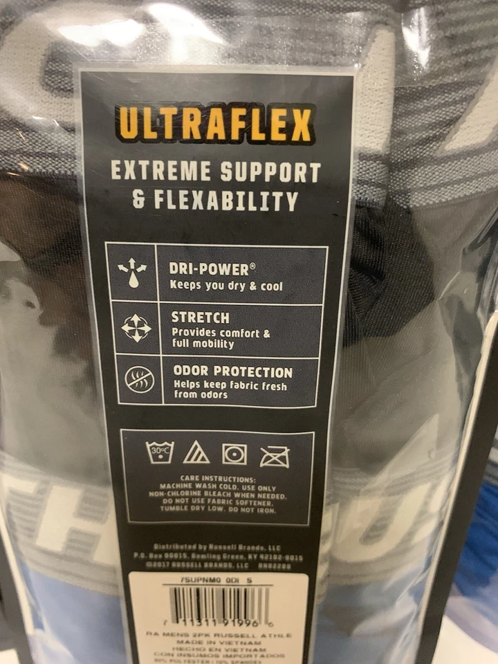 Russell Athletic 男式 Ultraflex Dri-Power 弹力平角内裤 SM ~ 8 双 ~ 红色/蓝色 — 第 3/3 张图片