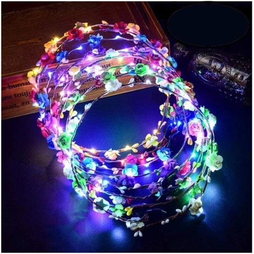 10-50pcs LED Light Up Flower Floral Headband Crown Garland Xmas Wedding UK - Picture 1 of 15