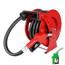Fuel Hose Reel Retractable Diesel Hose Reel 1" x 33' w/ Auto Fueling Nozzle Red