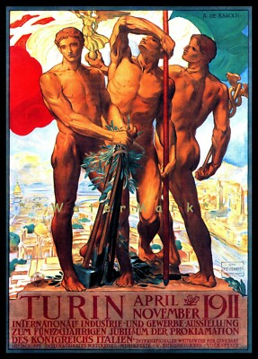 Turin Italy 1911 Vintage Poster Print Art Retro Italian Exhibition Advertising