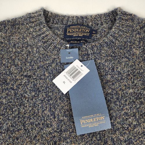 Pendleton Mens Sweater XL Blue Green Fleck Shetland Wool Crewneck Washable NWT - Picture 4 of 7