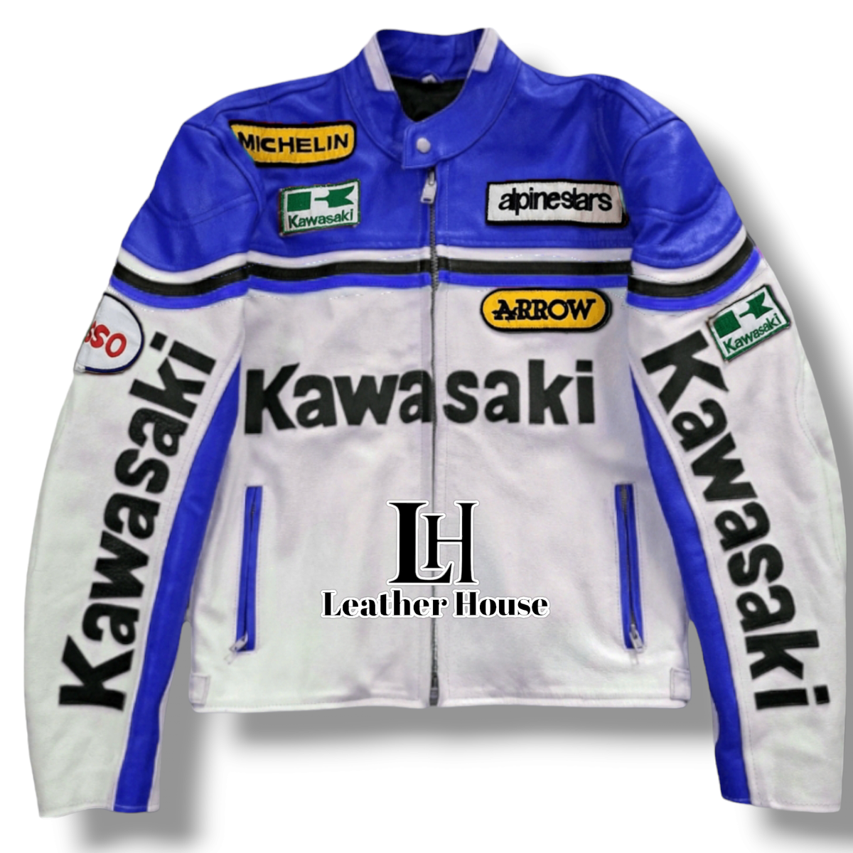 Men Kawasaki Leather Jacket Vintage Rarer Racing Motorcycle Biker