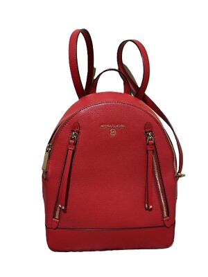 Michael Kors Red/Gold Brooklyn Crimson Leather Backpack | eBay display picture 1