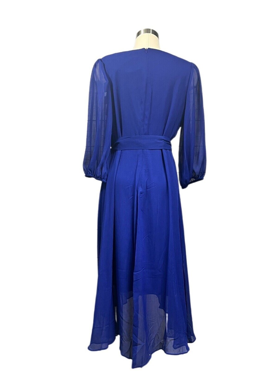 dkny dresses blue Dkny Petite Short-Sleeve Jewel Neck Flared Maxi Dress - Atlantic Blue