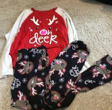 Justice for Girls "Oh Deer" Pajama Set Size 12 NWT Christmas 