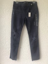 EXPRESS JEANS BLUE GRAY WOMEN 4 MID RISE ANKLE LEGGING DISTRESSED NEW