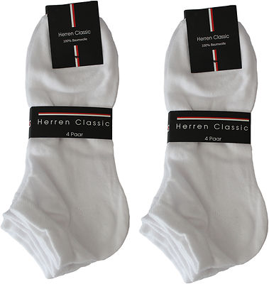 12 Paar Herren Sneaker Socken 100% Baumwolle weiß Komfortbündchen