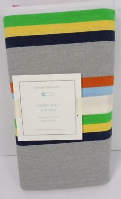 Pottery Barn Baby Kids Camden Stripe Nursery Crib Skirt Gray Multi ...