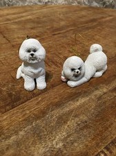 Limited Edition Collectors Series Dog Ornament Figurine White Bichon Frise Set 2