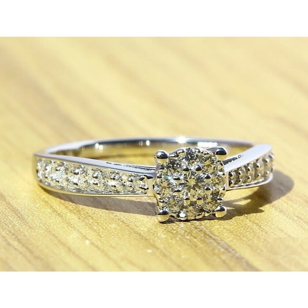 1 2 Carat Round Cut Natural Diamond Solitaire Look Ring VVS F G In 18K in White
