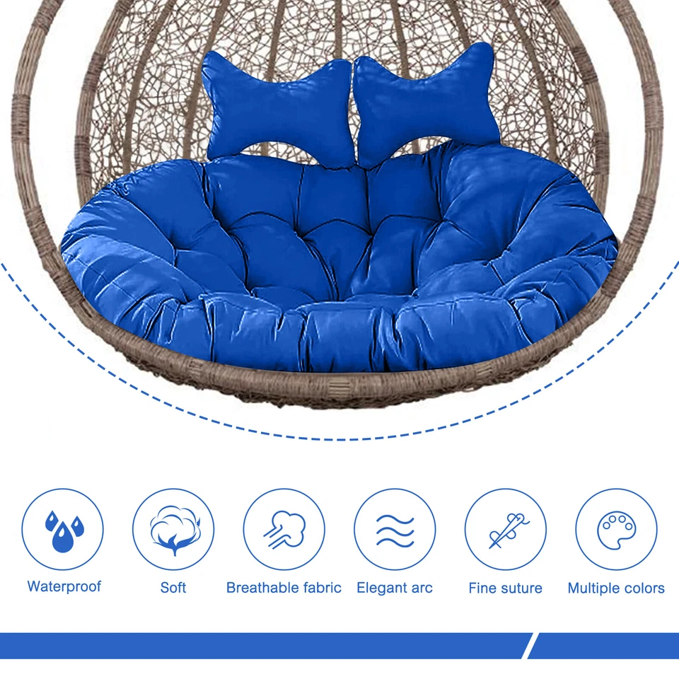 Cojín silla huevo grande para 2 personas con reposacabezas impermeable resistente a arañazos Foto 3 de 4