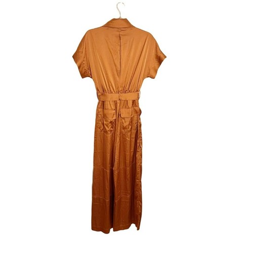 Hutch Jumpsuit Kerrigan Satin Zipper Front Jumpsuit Copper Orange Size Small NWT - Picture 4 of 5