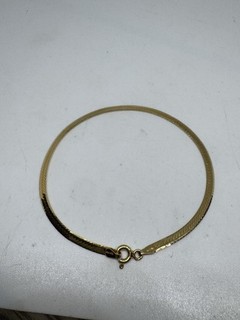 BEAUTIFUL 6 3/4" SOLID 14K YG 3MM WIDE HERRINGBONE BRACELET 1.59 GRAMS NR!