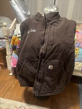 Carhartt Logo Patch Brown Full Zip Sherpa Lined Vest