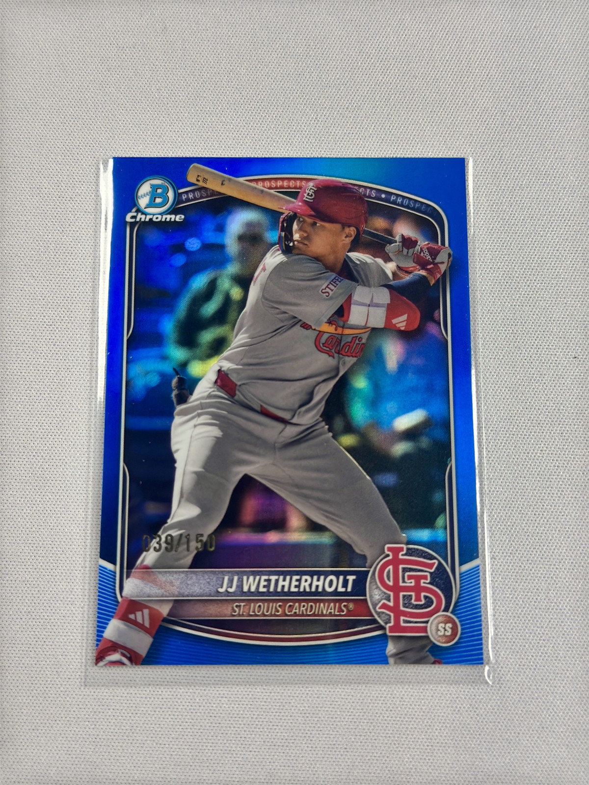 2025 Bowman #BCP-22 JJ Wetherholt Chrome Prospects Blue Refractor #/150