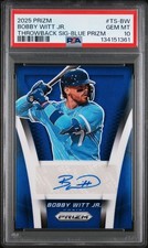 2025 PANINI PRIZM THROWBACK SIGNATURES BOBBY WITT JR. BLUE PRIZM /49 PSA 10