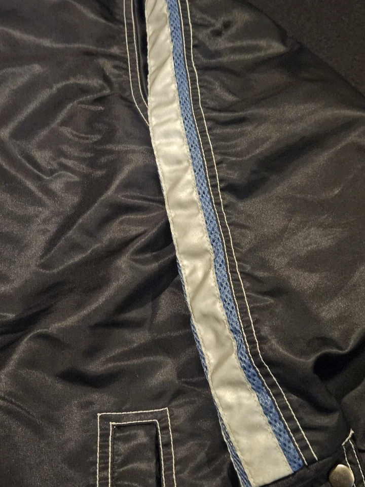 Chaqueta de Carreras No Fear Vintage Negra, Azul Rayas Racing Cremallera Completa Años 90 Para Hombre XL Foto 3 de 4