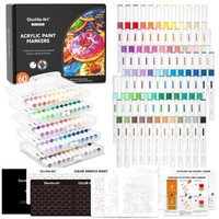 Acrylstifte Set 60 Farben FüR Steine Wasserdicht Pinselspitze
