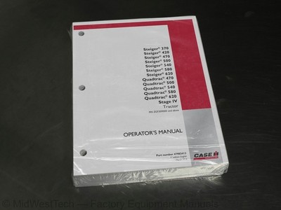 Case Steiger/Quadtrac 370/420/470/500/540/580/620 Stage IV Tractor Manual Book
