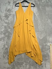 Gianni Bini Midi Flowy Dress Mustard Yellow Women’s Small Ethereal 