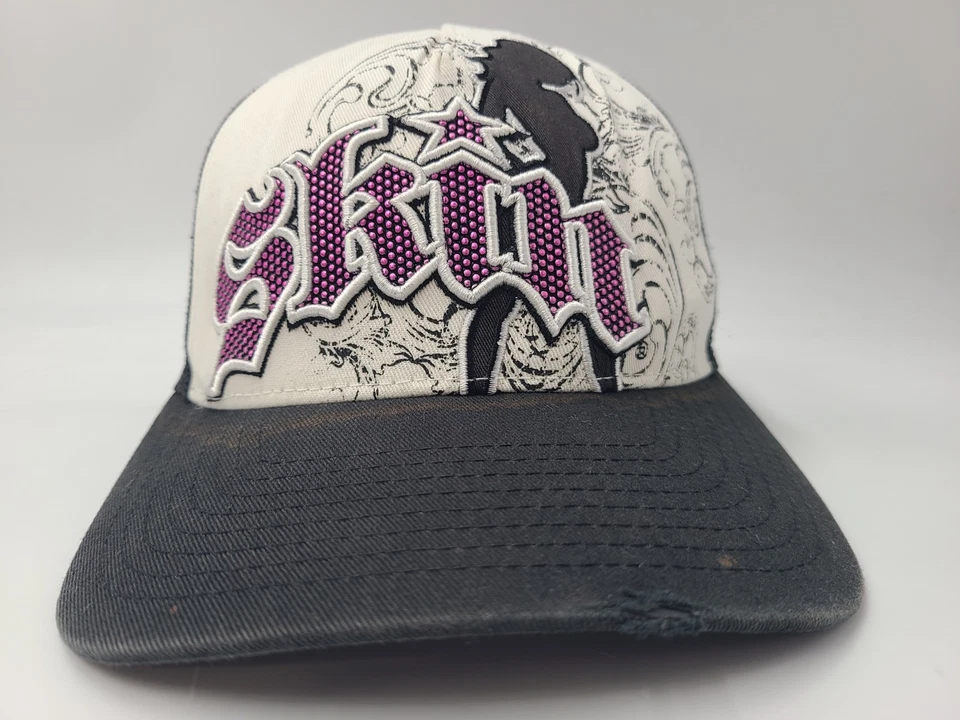 Mujeres Skin Industries Malla Envejecida Camionero Snapback Gorra Gorra Blanca Negra Rosa Foto 2 de 4