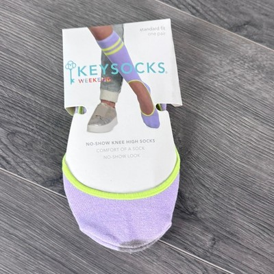 KEYSOCKS No Show Knee-high Socks NWT Pair Standard Fit Purple
