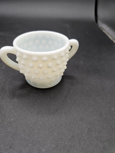 VTG. Fenton Hobnail Milk Glass Sugar 2-Handled