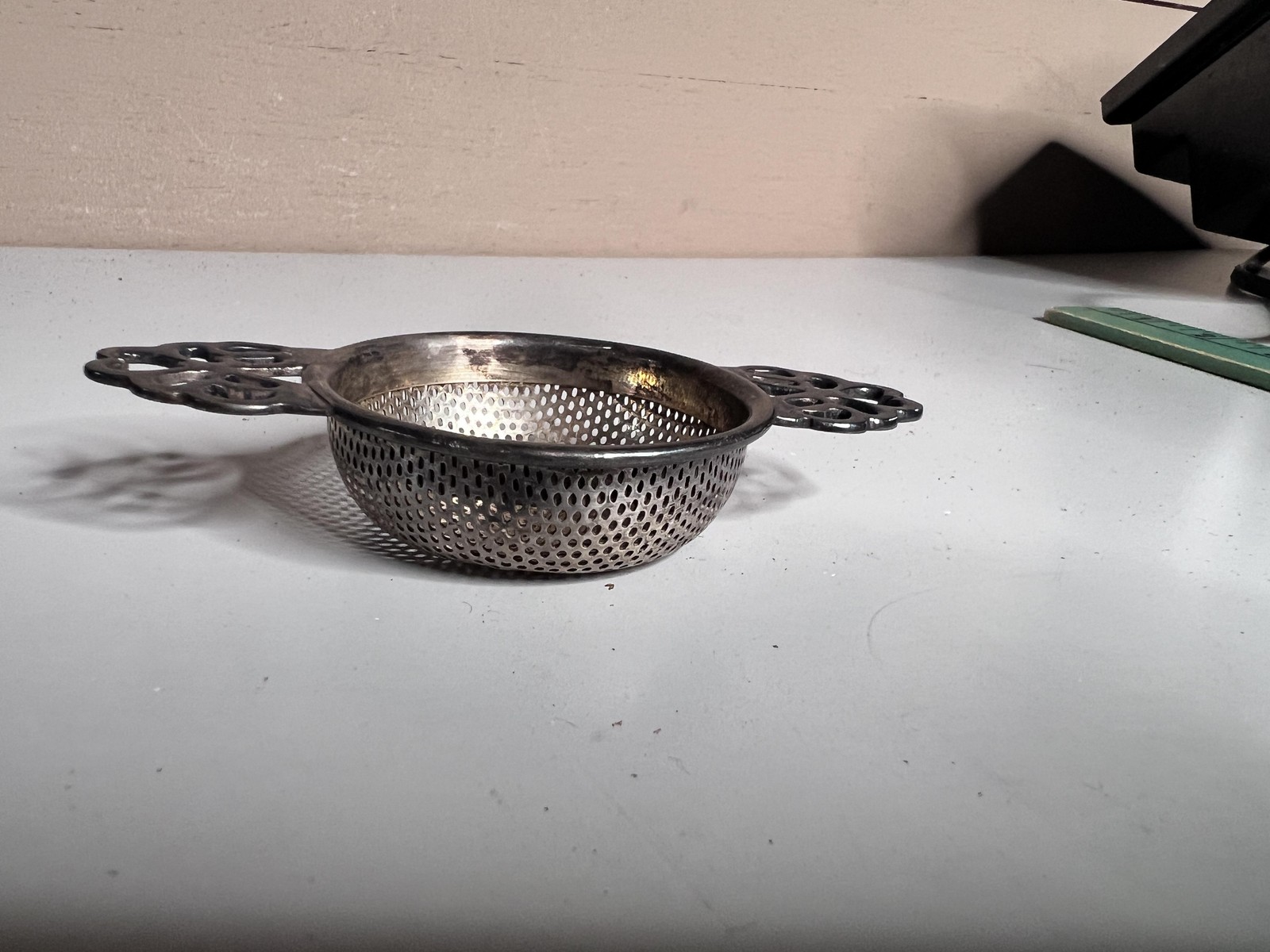 Silver Plated Double Handle Tea Strainer Bowl