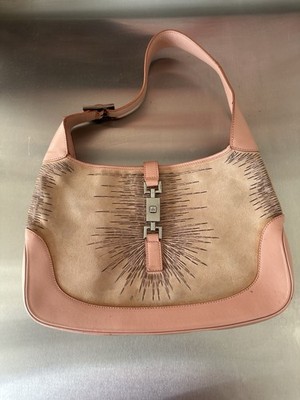 Gucci Jackie Pink/Beige Embroidered Shoulder Bag 