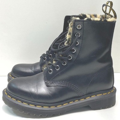 Doc Martens Black Animal Print Lace Up Boots Women 5