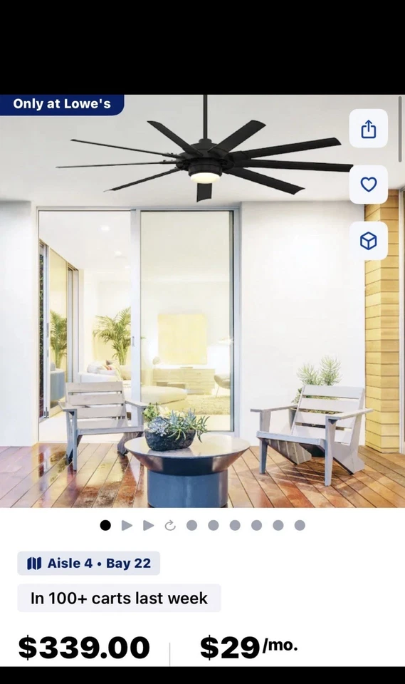 72” Color-Changing Integrated LED Outdoor Matte Black Ceiling Fan Slinger V2 - Image 2 of 4