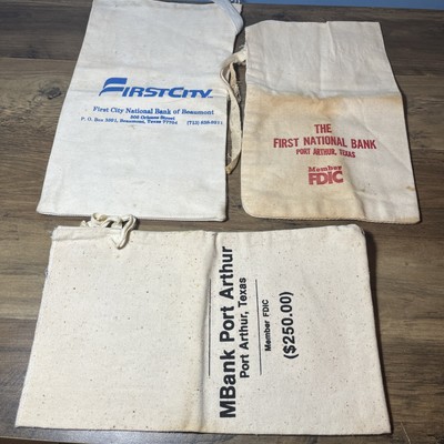 Lot Of 3 Coin Bags Canvas Port Arthur & Beaumont Texas