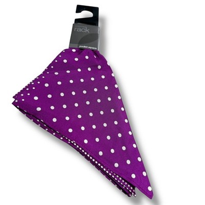 NWT Nordstrom Rack Silk Pocket Square Men's Purple White Polka Dot