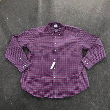 BROOKS BROTHERS Plaid Stretch Cotton Oxford Shirt Men's Size L