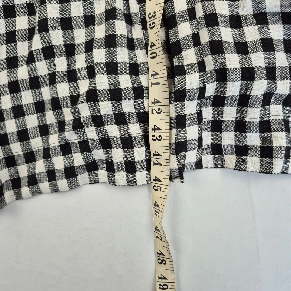 LINENBEE Dress 18 Black Women's Long Casual Gingham Check Long Sleeve Round Neck - Image 2 of 4