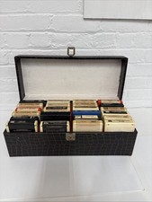 Lot of 24 8-Track Tapes Carrying Case Faux Alligator Untested See Pics vintage