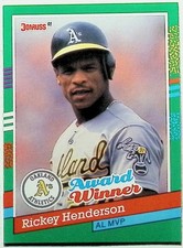 1991 DONRUSS #761 RICKEY HENDERSON AWARD WINNER BASE CARD EX-MT