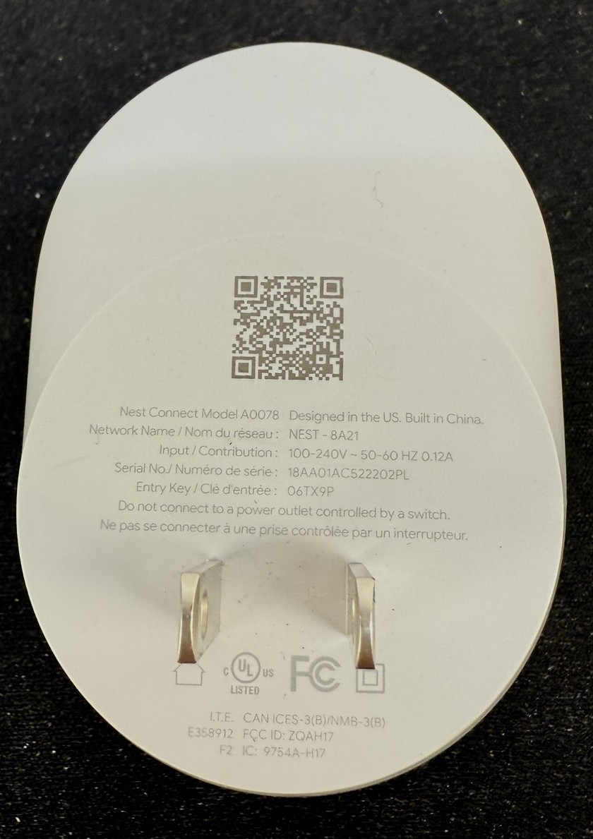 Google Nest Connect A0078 Wireless Wall Plug-In Range Extender Nest Secure