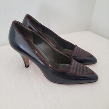 Vintage Bally of Switzerland Pointed Toe Ponte Shank Pump Leather Brown Sz 8.5