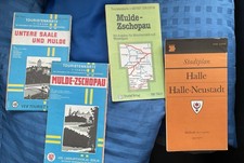 3x DDR-Touristenkarten Mulde Saale Zschopau + Stadtplan Halle 70er/80er Jahre