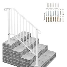 Wrought Iron Stair Handrail Stair Rail Railing Fit 3-4 Steps Handrail for Stairs