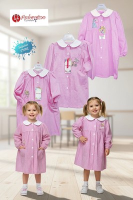 Mädchen Schürze Kindergarten Kindergarten Kariert Rosa AMBROSINO SAVIM DISNEY