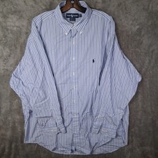 Ralph Lauren Yarmouth Button Down Shirt Mens 18 34/35 Blue White Navy Blue Pony